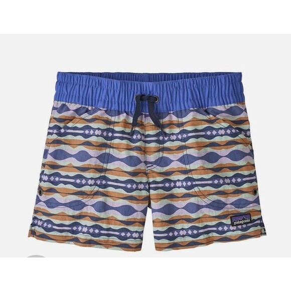 Patagonia Girls' Costa Rica Baggies Shorts Coast Highway/Tipool Blue S 7…